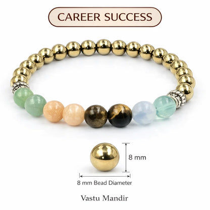 Career Success Crystal Bracelet – Vastu Remedy for Focus & Opportunity with Tiger Eye, Citrine & Green Aventurine | 8mm Beads