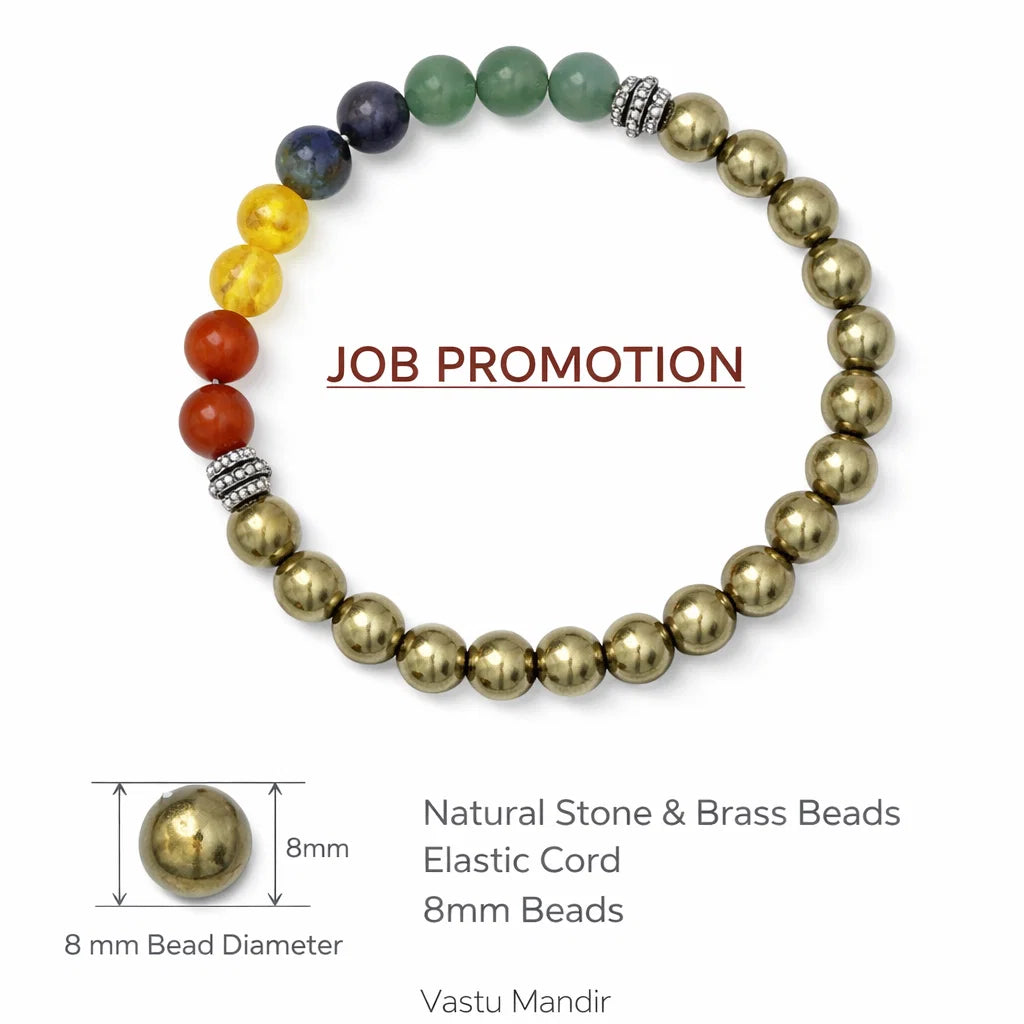 Premium Job Promotion Vastu Bracelet 8mm — Vastu Remedy Citrine Green Aventurine Tiger Eye for Career Success, Wealth Opportunities & Professional Growth