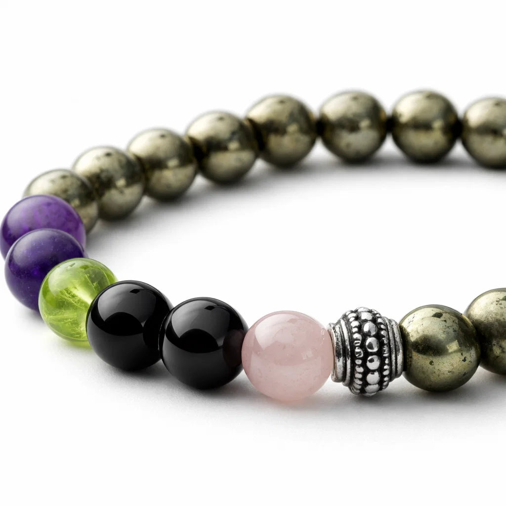 Skin Radiance Crystal Bracelet 8mm with Rose Quartz & Detox Stones- Vastu Remedy For Skin