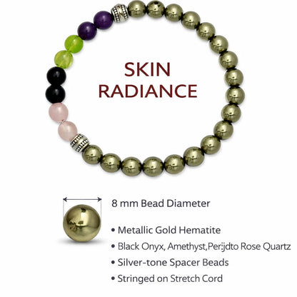 Skin Radiance Crystal Bracelet 8mm with Rose Quartz & Detox Stones- Vastu Remedy For Skin