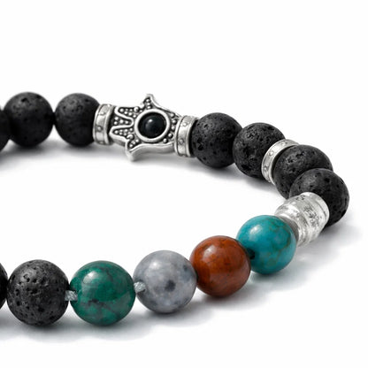 Apatite Slimming Crystal Bracelet – Vastu Remedy for Weight Loss with Lava Stone & Hamsa | 8mm Beads