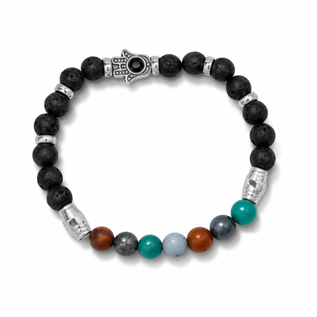 Apatite Slimming Crystal Bracelet – Vastu Remedy for Weight Loss with Lava Stone & Hamsa | 8mm Beads