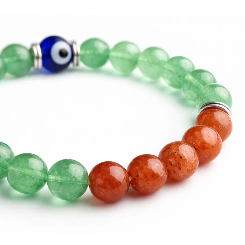 Cancer Zodiac Healing Bracelet 8mm — Aventurine & Red Jasper, Vastu Remedy