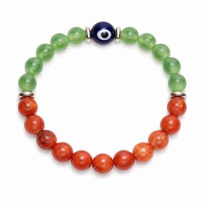 Cancer Zodiac Healing Bracelet 8mm — Aventurine & Red Jasper, Vastu Remedy