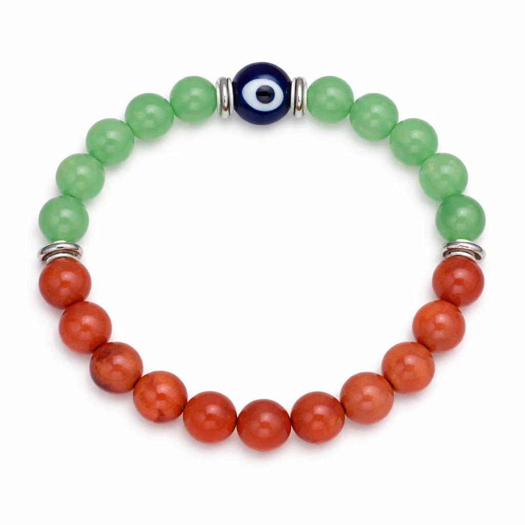 Cancer Zodiac Healing Bracelet 8mm — Aventurine & Red Jasper, Vastu Remedy