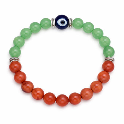Cancer Zodiac Healing Bracelet 8mm — Aventurine & Red Jasper, Vastu Remedy