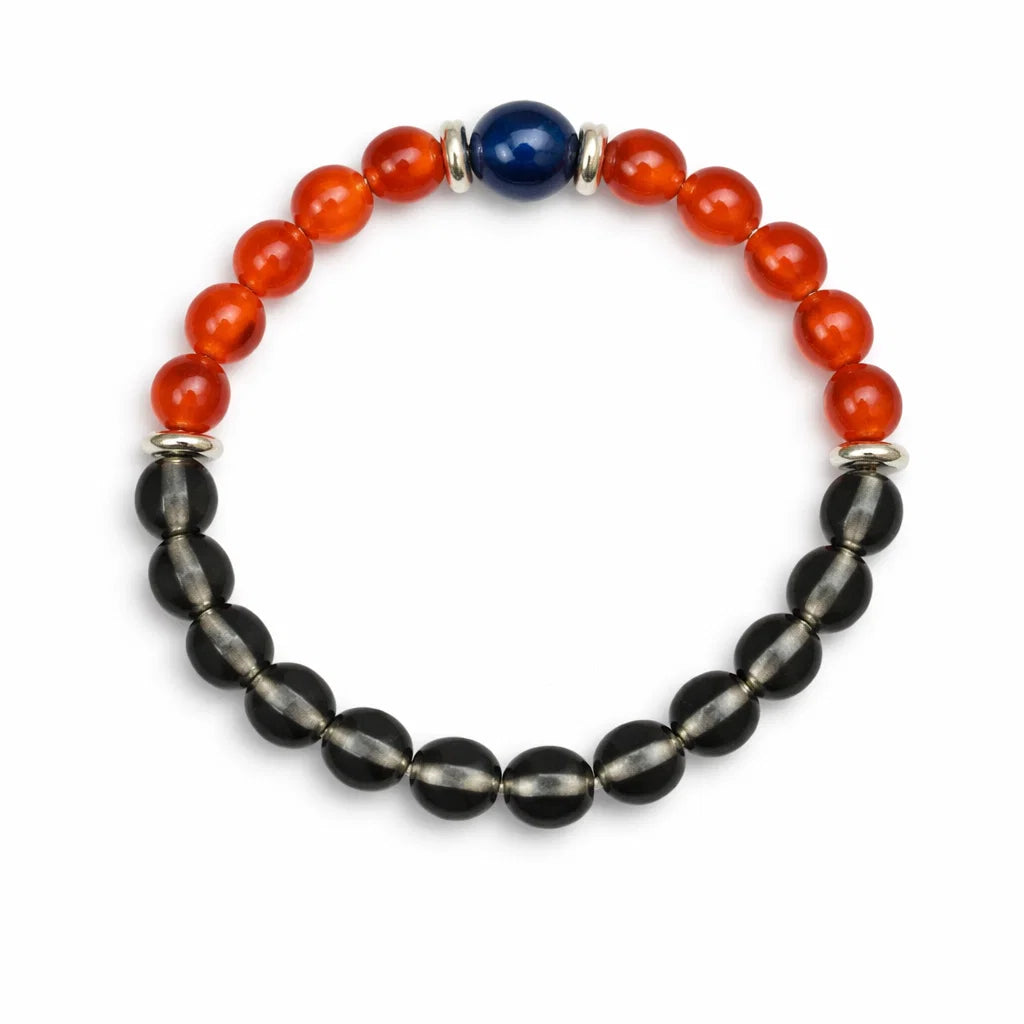 Capricorn Zodiac Crystal Bracelet – Vastu Remedy for Discipline with Smoky Quartz & Carnelian | 8mm Beads