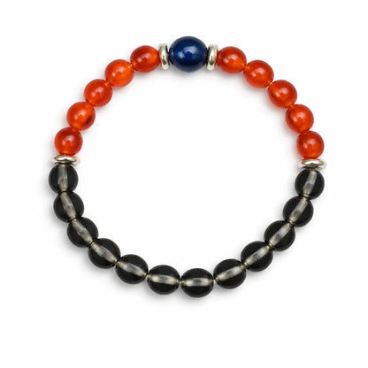 Capricorn Zodiac Crystal Bracelet – Vastu Remedy for Discipline with Smoky Quartz & Carnelian | 8mm Beads