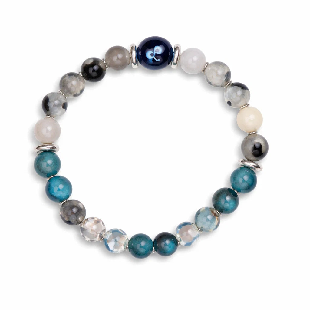 Gemini Zodiac Healing Bracelet 8mm — Apatite & Rutilated Quartz, Vastu Remedy for Clarity