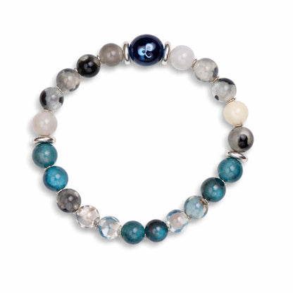 Gemini Zodiac Healing Bracelet 8mm — Apatite & Rutilated Quartz, Vastu Remedy for Clarity