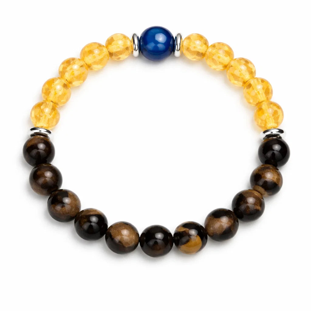 Leo Zodiac Healing Bracelet 8mm — Tiger's Eye & Citrine, Vastu Remedy for for Confidence