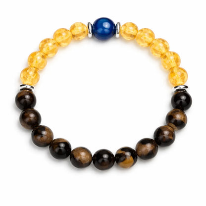 Leo Zodiac Healing Bracelet 8mm — Tiger's Eye & Citrine, Vastu Remedy for for Confidence