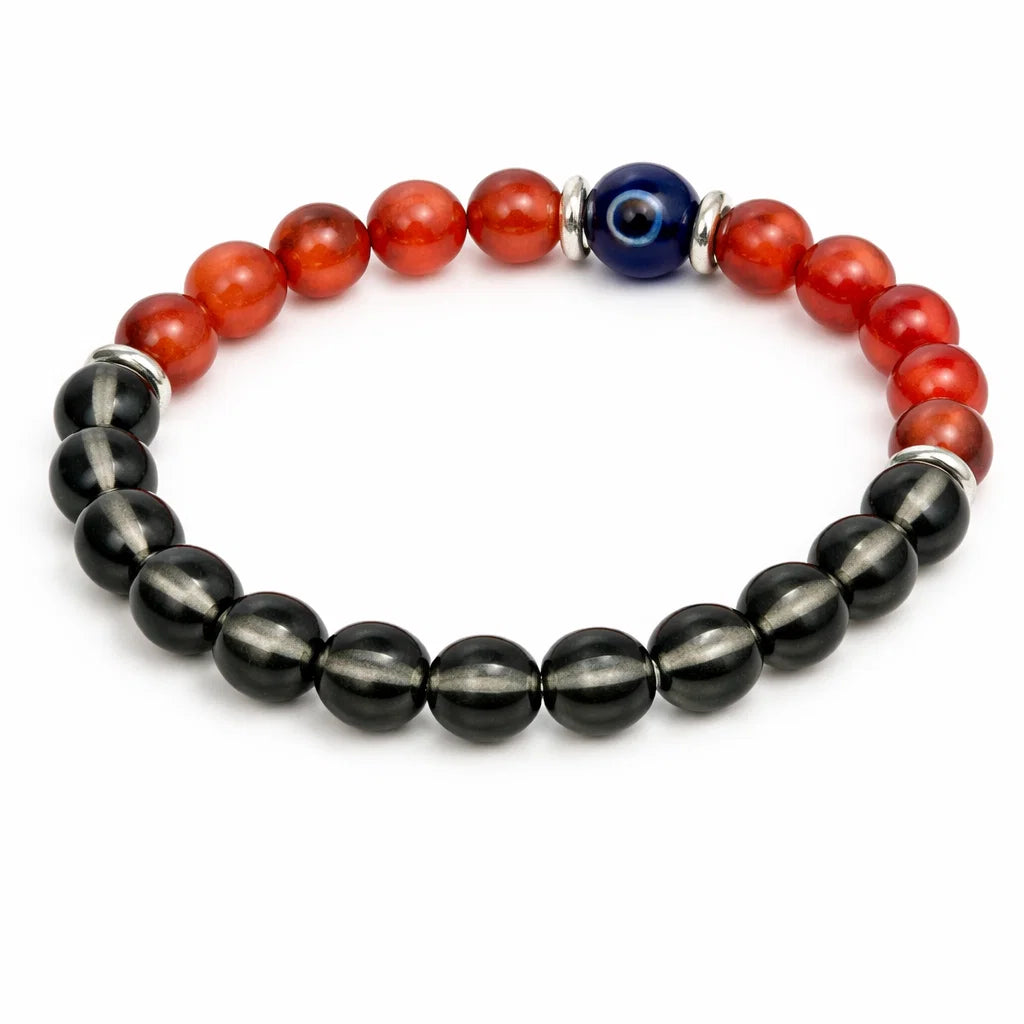 Capricorn Zodiac Crystal Bracelet – Vastu Remedy for Discipline with Smoky Quartz & Carnelian | 8mm Beads