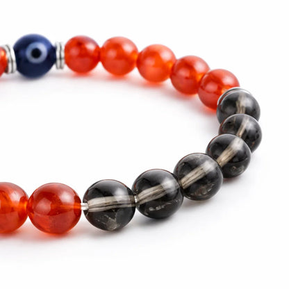 Capricorn Zodiac Crystal Bracelet – Vastu Remedy for Discipline with Smoky Quartz & Carnelian | 8mm Beads