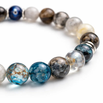 Gemini Zodiac Healing Bracelet 8mm — Apatite & Rutilated Quartz, Vastu Remedy for Clarity