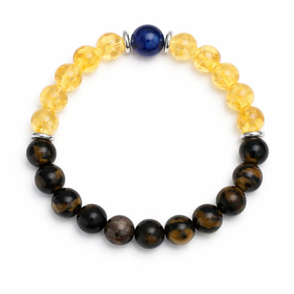 Leo Zodiac Healing Bracelet 8mm — Tiger's Eye & Citrine, Vastu Remedy for for Confidence