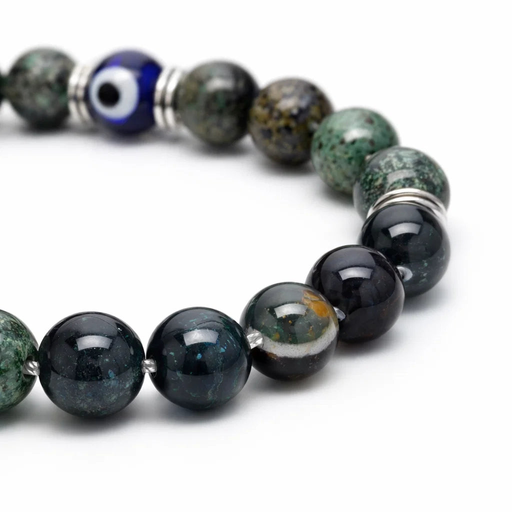 Libra Zodiac Healing Bracelet 8mm — Authentic Turquoise & Black Tourmaline, Vastu Remedy for Harmony & Decision-Making