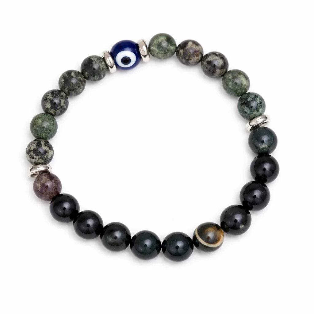 Libra Zodiac Healing Bracelet 8mm — Authentic Turquoise & Black Tourmaline, Vastu Remedy for Harmony & Decision-Making