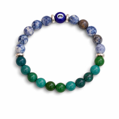 Pisces Zodiac Healing Bracelet 8mm — Sodalite & Chrysocolla Vastu Remedy for Intuition