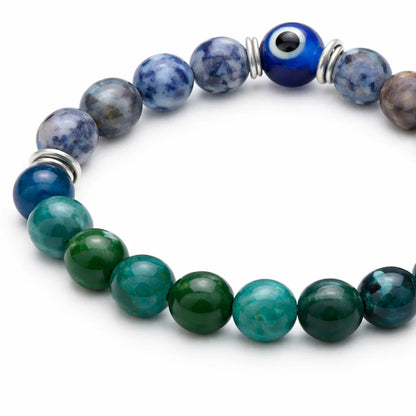 Pisces Zodiac Healing Bracelet 8mm — Sodalite & Chrysocolla Vastu Remedy for Intuition