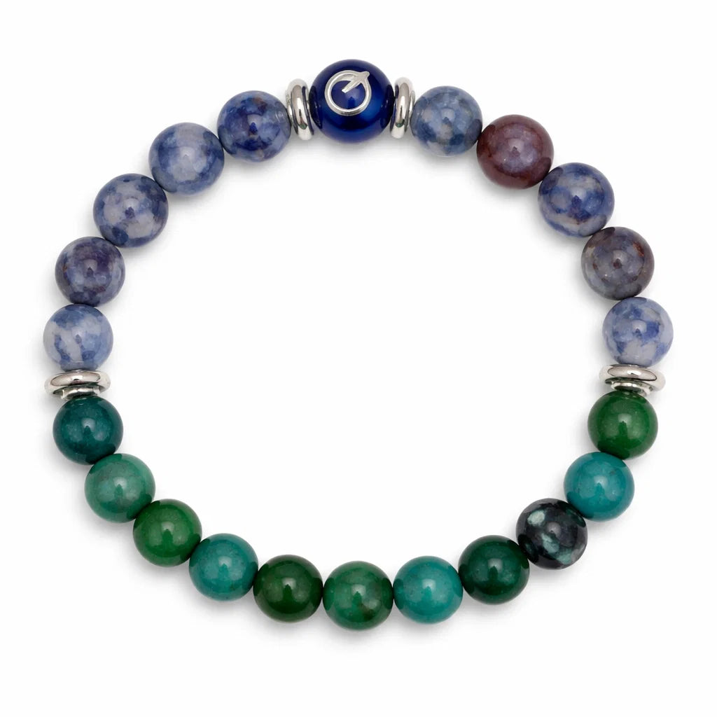 Sagittarius Zodiac Crystal Bracelet – Vastu Remedy for Wisdom with Sodalite & Chrysocolla | 8mm Beads