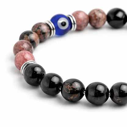 Scorpio Zodiac Crystal Bracelet – Vastu Remedy for Transformation with Rhodonite & Obsidian | 8mm Beads
