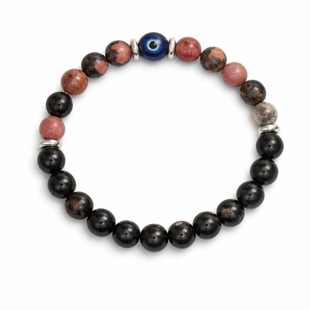 Scorpio Zodiac Crystal Bracelet – Vastu Remedy for Transformation with Rhodonite & Obsidian | 8mm Beads
