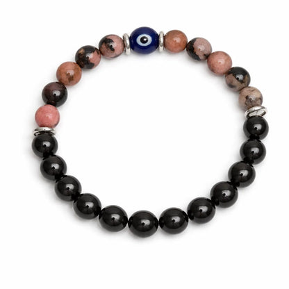 Scorpio Zodiac Crystal Bracelet – Vastu Remedy for Transformation with Rhodonite & Obsidian | 8mm Beads