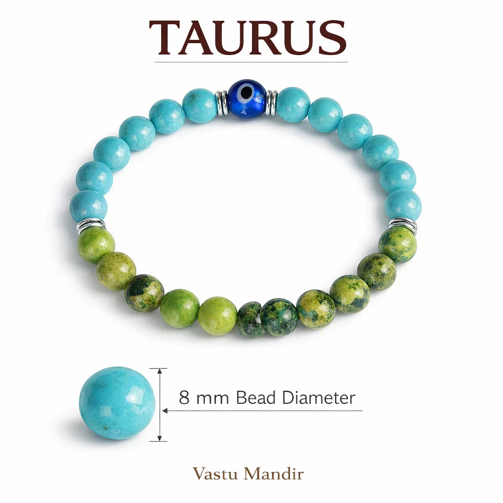 Natural Stone Bracelet for Taurus, Vastu Remedy for Wealth Attraction & Persistence