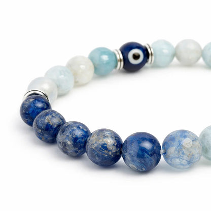 Virgo Zodiac Crystal Bracelet – Vastu Remedy for Clarity with Aquamarine & Lapis Lazuli | 8mm Beads