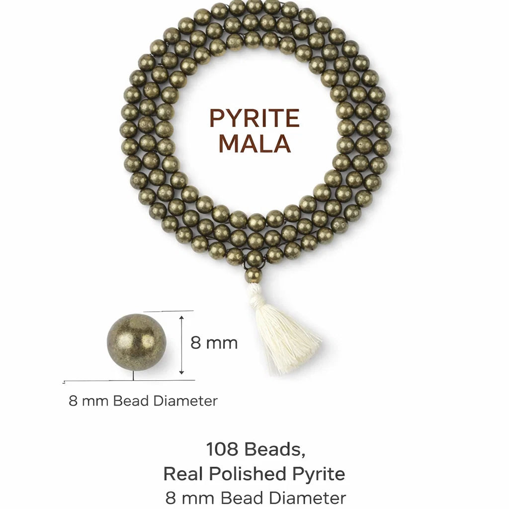 Natural Pyrite Mala, Vastu Remedy for Wealth & Abundance Manifestation