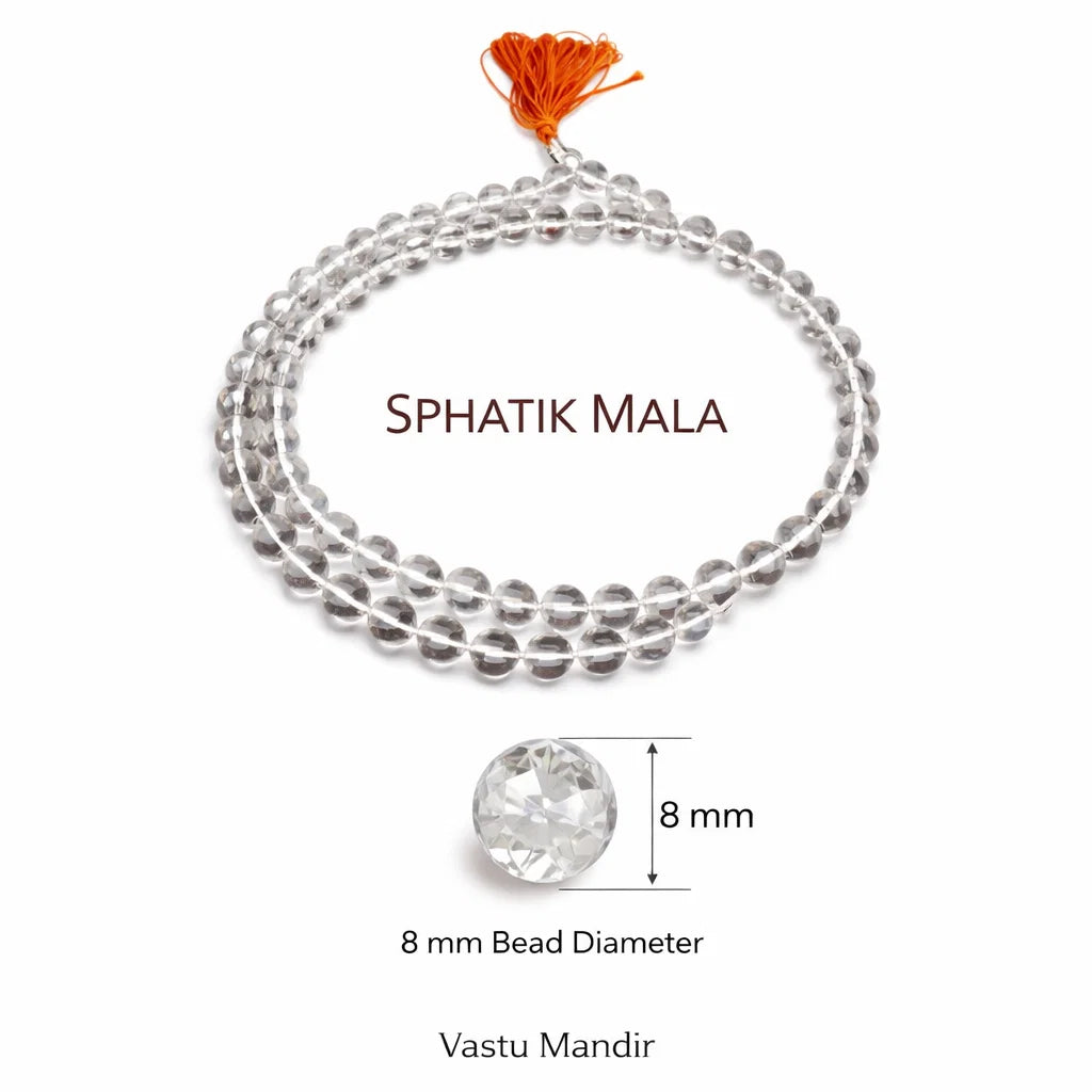 Premium Sphatik Mala (108 Beads) for Clarity & Energy Amplification