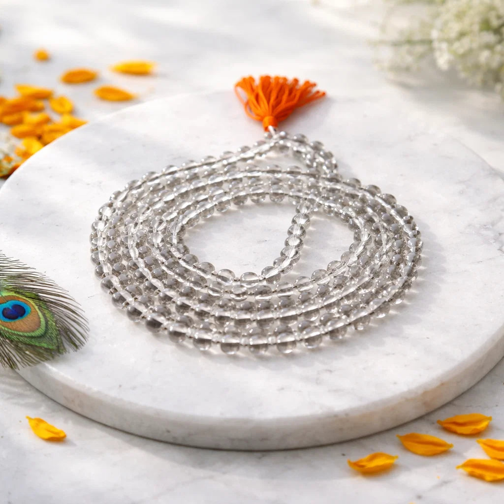 Premium Sphatik Mala (108 Beads) for Clarity & Energy Amplification
