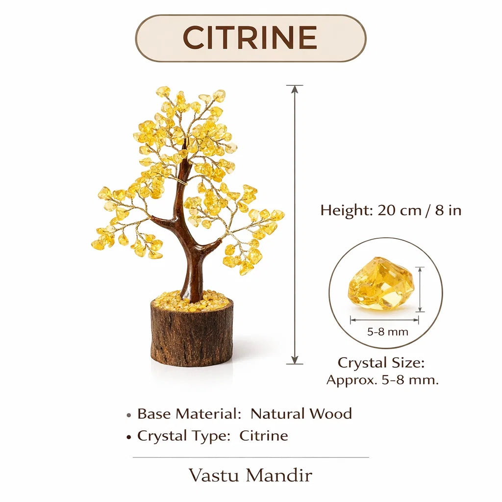 Citrine Money Tree – Vastu Remedy for Wealth Attraction | Money Stability | 100 Beads | 8 Inch