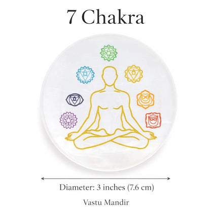 7 Chakra Flower of Life Selenite Plate – Vastu Remedy for Crystal Cleansing | Energy Purifier | 3 Inch