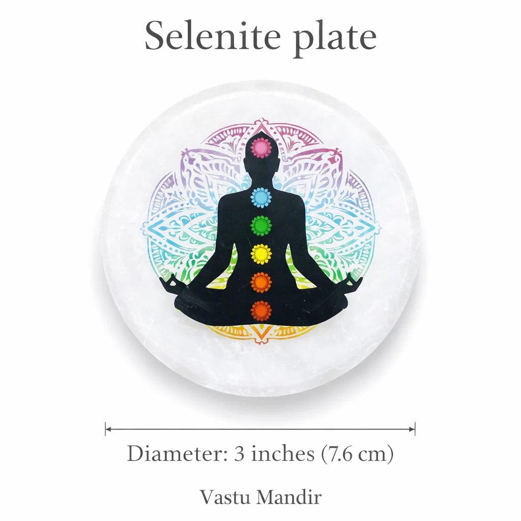 Aura Color Selenite Plate – Vastu Remedy for Aura Detox | Energy Vitality | 3 Inch