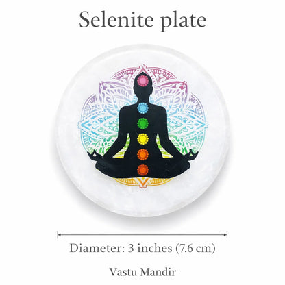 Aura Color Selenite Plate – Vastu Remedy for Aura Detox | Energy Vitality | 3 Inch