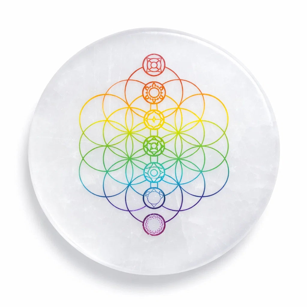 7 Chakra Flower of Life Selenite Charger – Vastu Remedy for Essential Cleansing | Vastu Purifier | 3 Inch