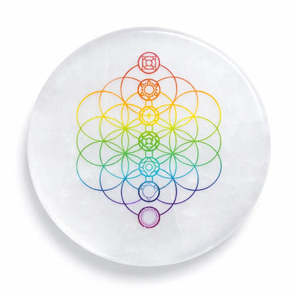 7 Chakra Flower of Life Selenite Charger – Vastu Remedy for Essential Cleansing | Vastu Purifier | 3 Inch