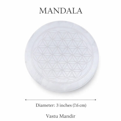 Mandala Selenite Plate – Vastu Remedy for Vastu Cleansing | Inner Peace Jewelry | 3 Inch
