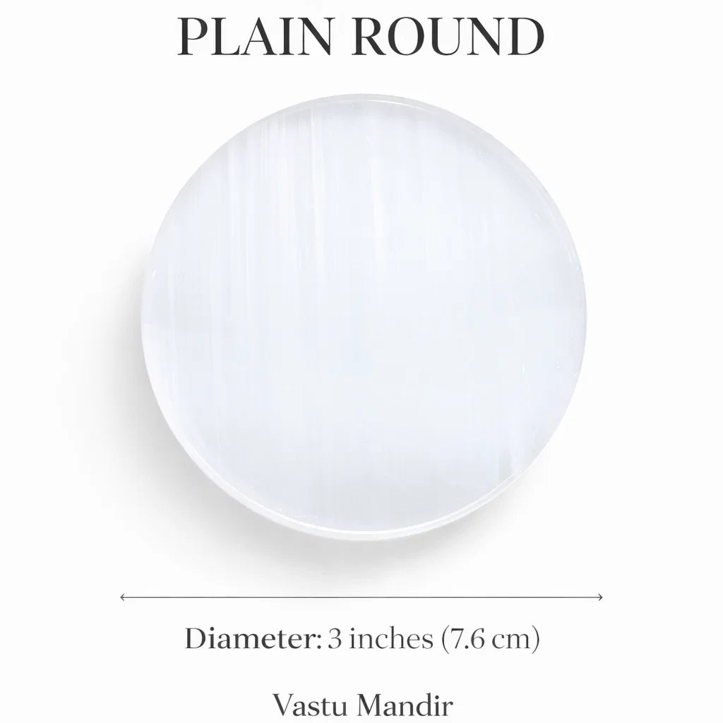 Plain Round Selenite Plate – Vastu Remedy for Pure Cleansing | Foundational Purification | 3 Inch
