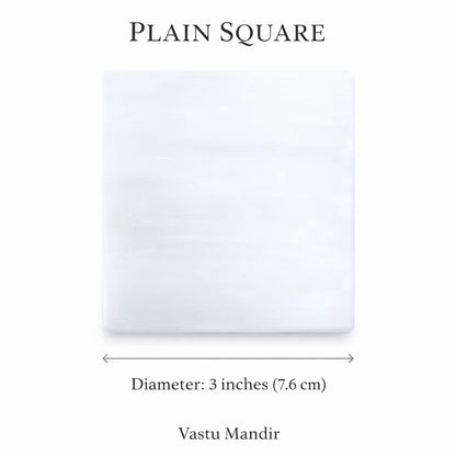 Smooth Square Selenite Plate – Vastu Remedy for Ultimate Stability | Daily Cleansing | 3 Inch