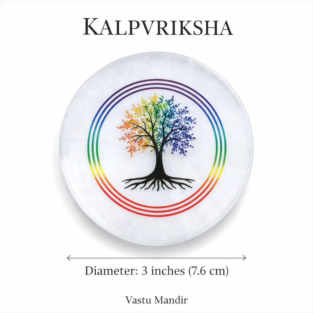 Kalpavriksha Selenite Plate – Vastu Remedy for Manifestation | Wish Fulfillment | 3 Inch