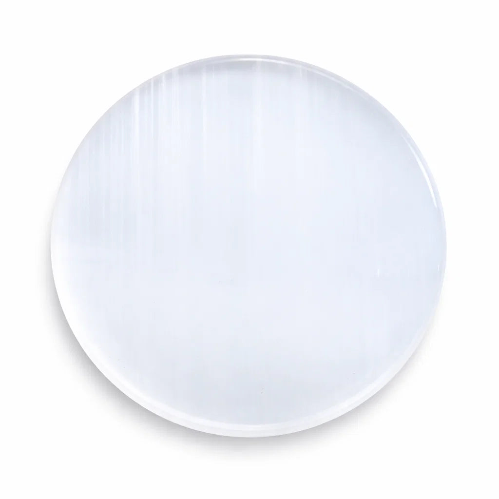 Plain Round Selenite Plate – Vastu Remedy for Pure Cleansing | Foundational Purification | 3 Inch