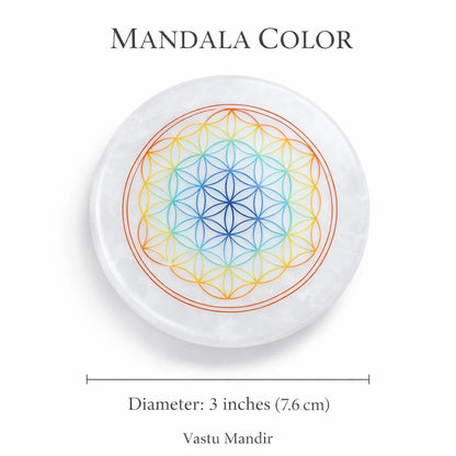 Mandala Selenite Plate – Vastu Remedy for Spiritual Cleansing | Focus Meditation | 3 Inch