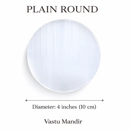 Plain Round Selenite Plate – Vastu Remedy for Crystal Cleansing | Aura Purification Base | 4 Inch