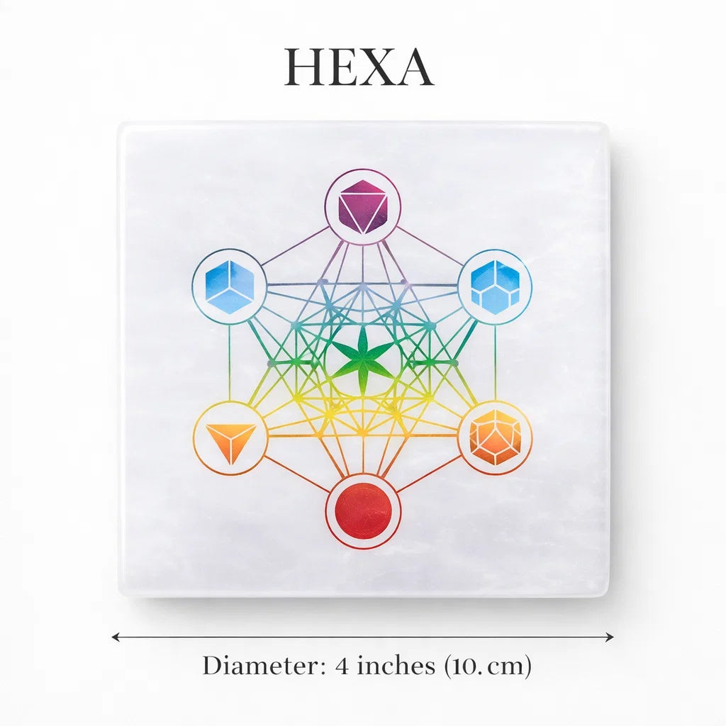 Hexagon Selenite Plate – Vastu Remedy for Structural Balance | Energy Harmony | 4 Inch