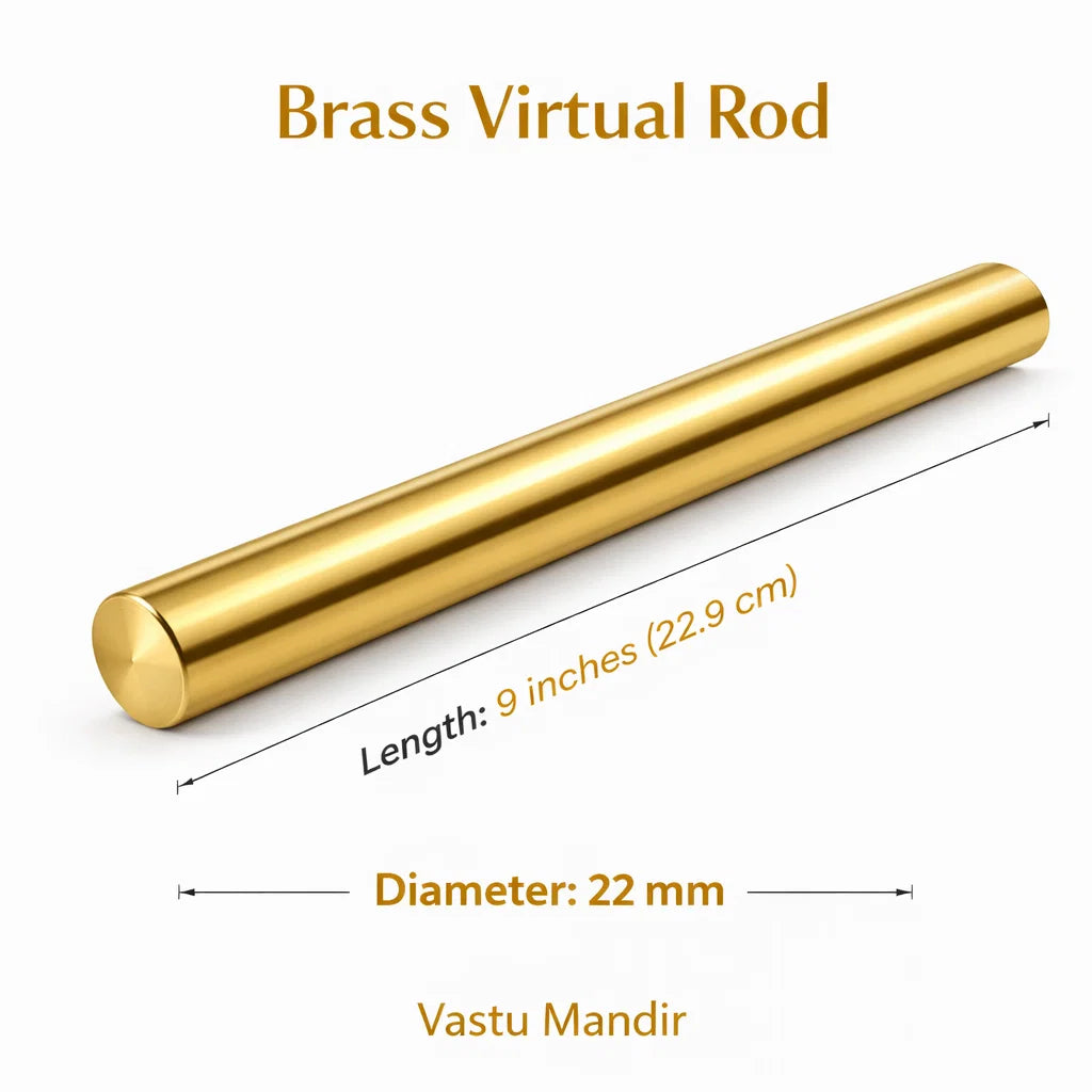 Brass Vastu Energy Rod – Vastu Remedy for North-East Health & Spiritual Harmony | Ideal for Prosperity Activation | 18 & 22 mm Thickness | 9 & 12 Inch Sizes