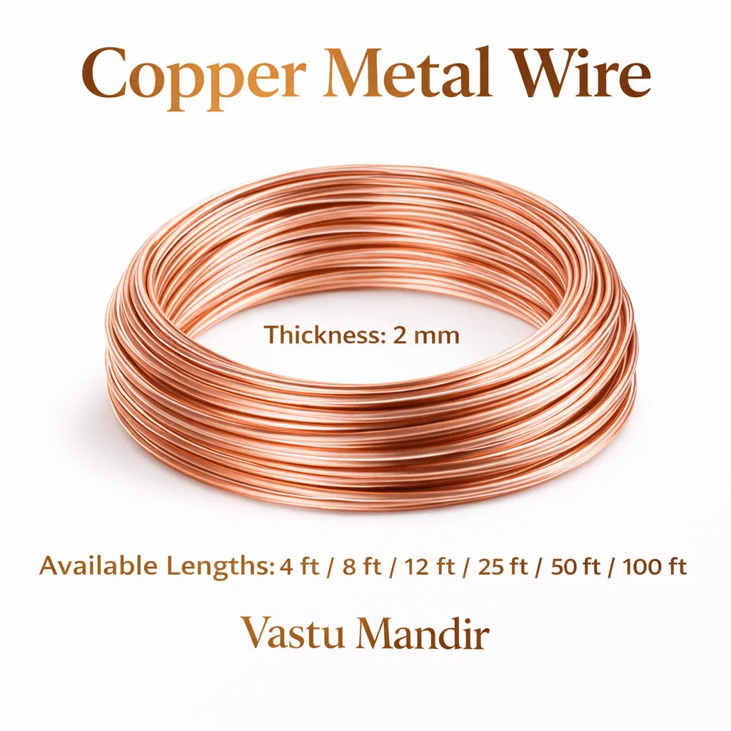 Pure Copper Wire Vastu Remedy for Main Door Installation (2mm & 4mm) - Energy Conductor Wire for Fire Zone Remedies, Plot Correction & Toilet Blocking Vastu Treatment in SE South by Vastu Mandir