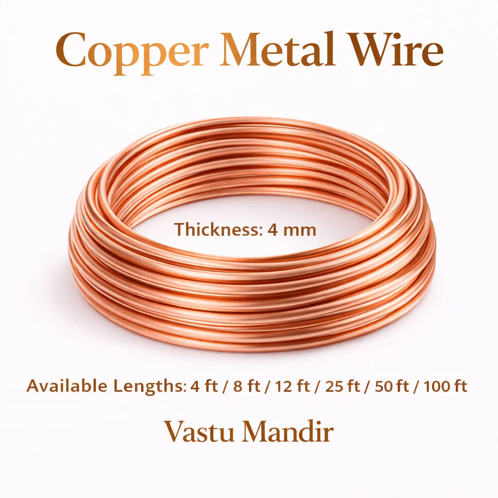 Pure Copper Wire Vastu Remedy for Main Door Installation (2mm & 4mm) - Energy Conductor Wire for Fire Zone Remedies, Plot Correction & Toilet Blocking Vastu Treatment in SE South by Vastu Mandir